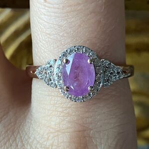 Natural Pink Sapphire Sterling Silver Ring Size 10